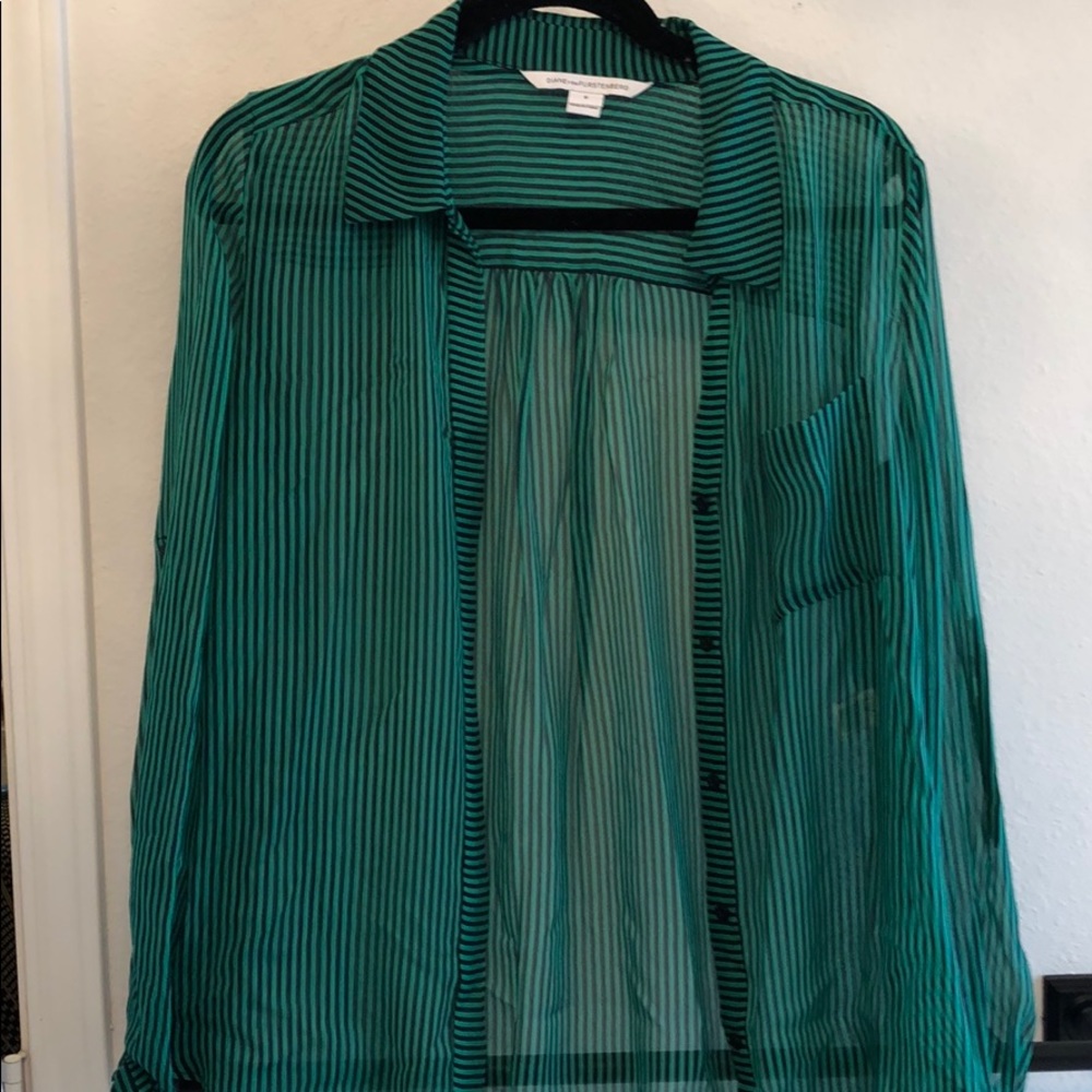 DVF Silk Button Down Striped